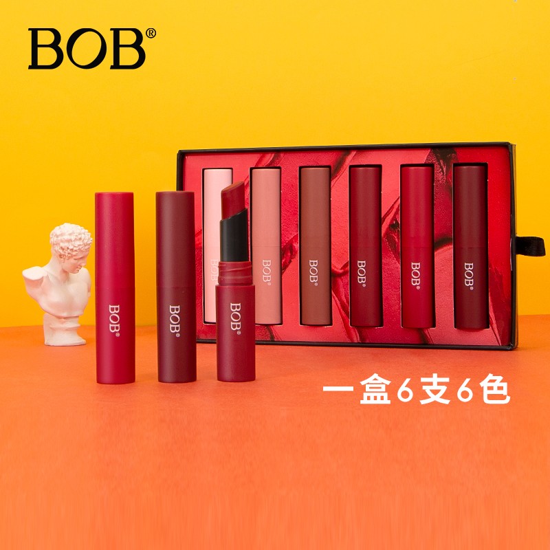 BOB口红套装礼盒非小样哑光雾面口红不掉色学生平价 3.4g*6支