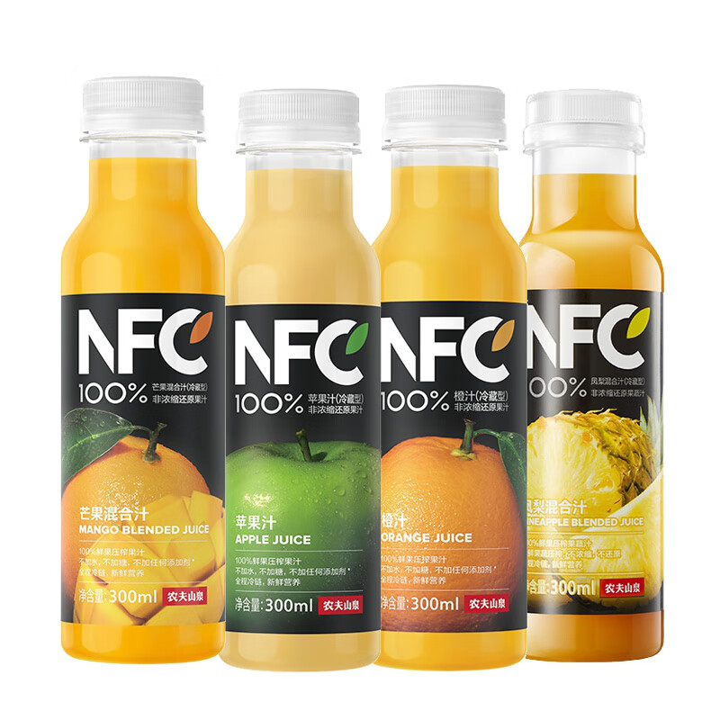 夫山泉nfc果汁 冷藏压榨饮料凤梨苹果芒果橙汁300ml 农夫橙汁300ml*6