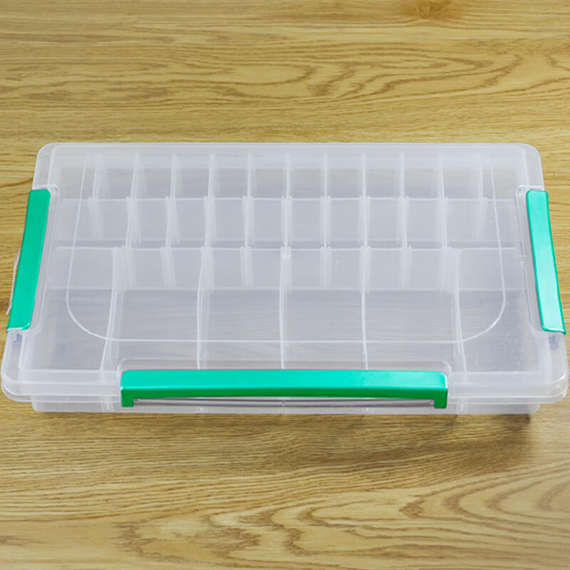 暖烘烘三扣可拆多格透明塑料整理盒机器人积木玩具零件分类盒乐高收纳盒 28格绿色