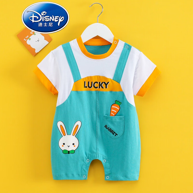 迪士尼(disney)品牌童装婴儿衣服夏季薄款短袖连体衣满月宝宝爬服可爱