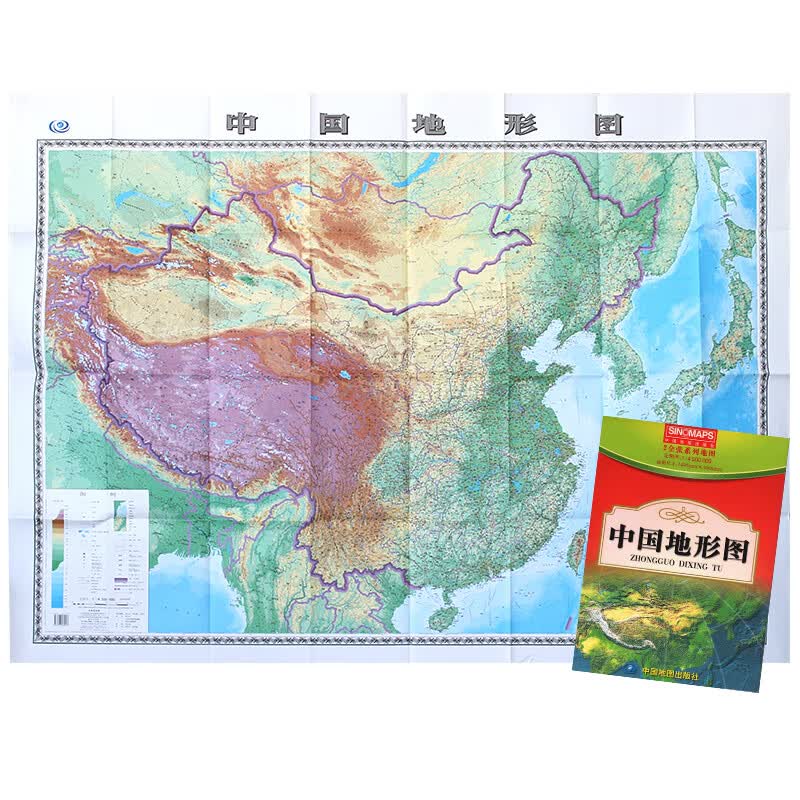 2019新 中国地形图地图 地势地貌 约1.5x1.1米贴图 采用等高线分层设色 全面突出地形三阶梯