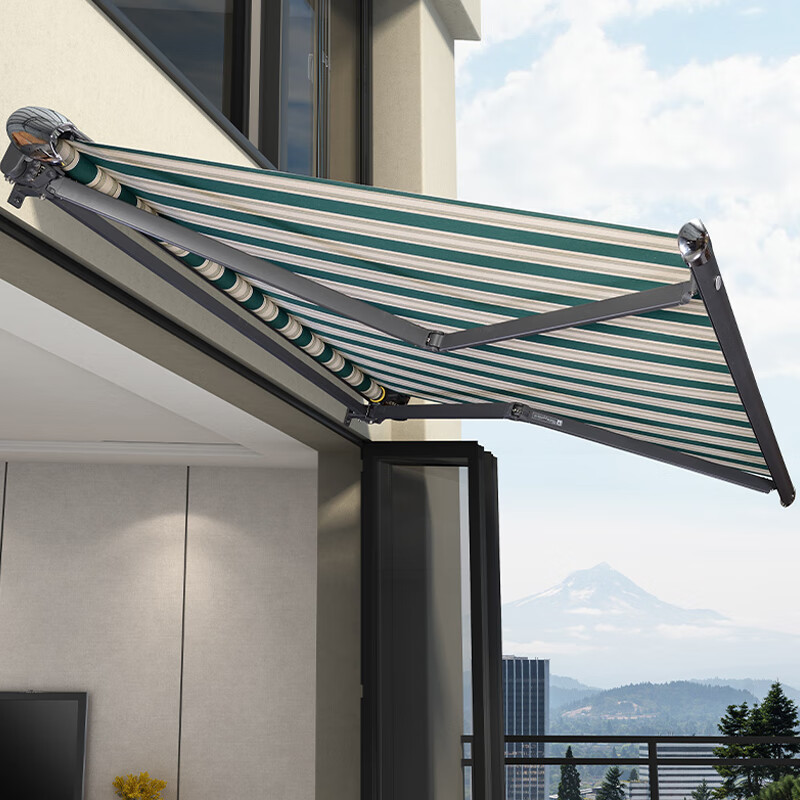 紫叶遮阳棚伸缩式雨棚电动阳台家用伸缩遮雨棚院子户外防雨折叠遮阳蓬