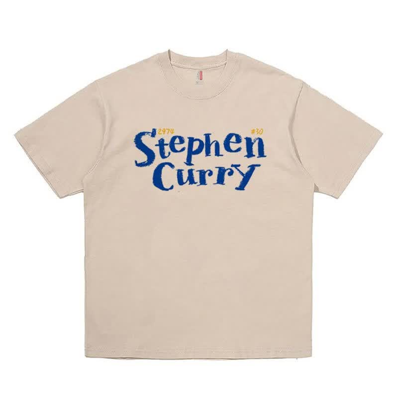 鸾鹤球星斯蒂芬英文美式复古印花篮球衣纯棉高街潮流运