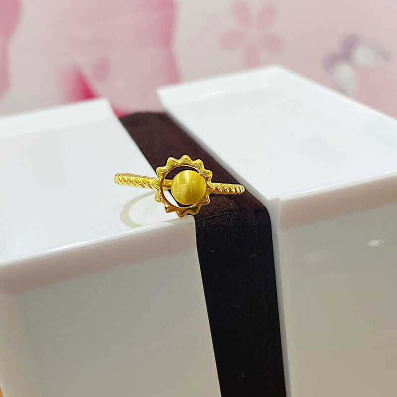 七夕情人节礼物 恋柯 黄金戒指女5g金星月首饰999足金星球黄金首饰可