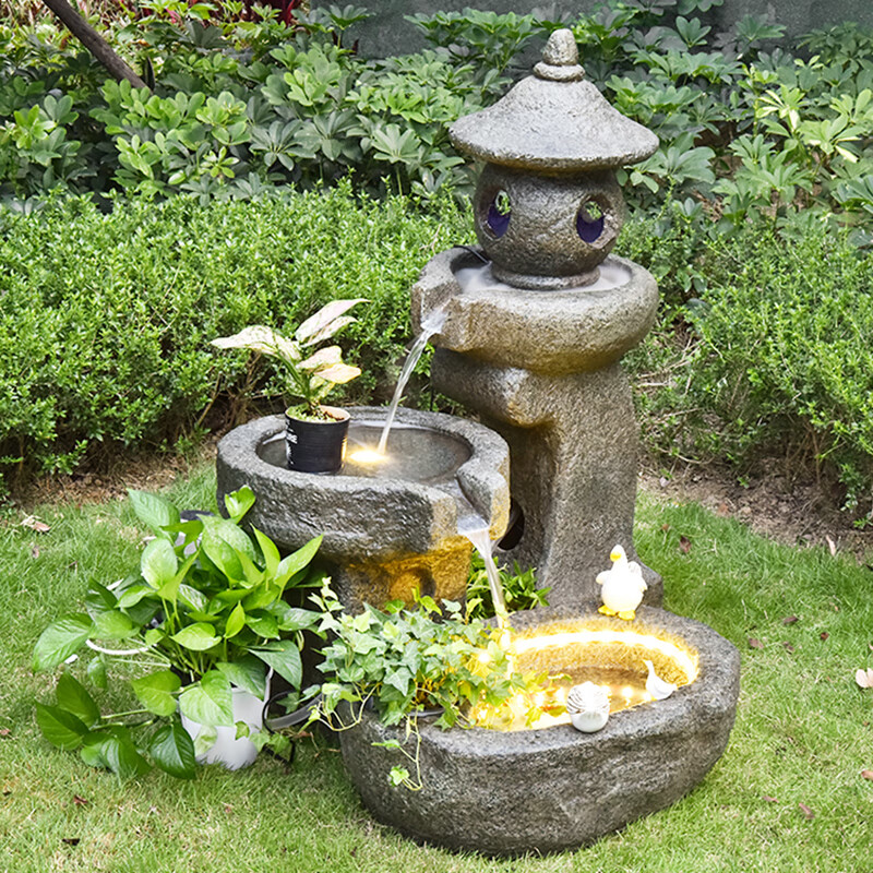 中式庭院水池景观阳台小院鱼池假山流水喷泉花园布置装饰造景摆件