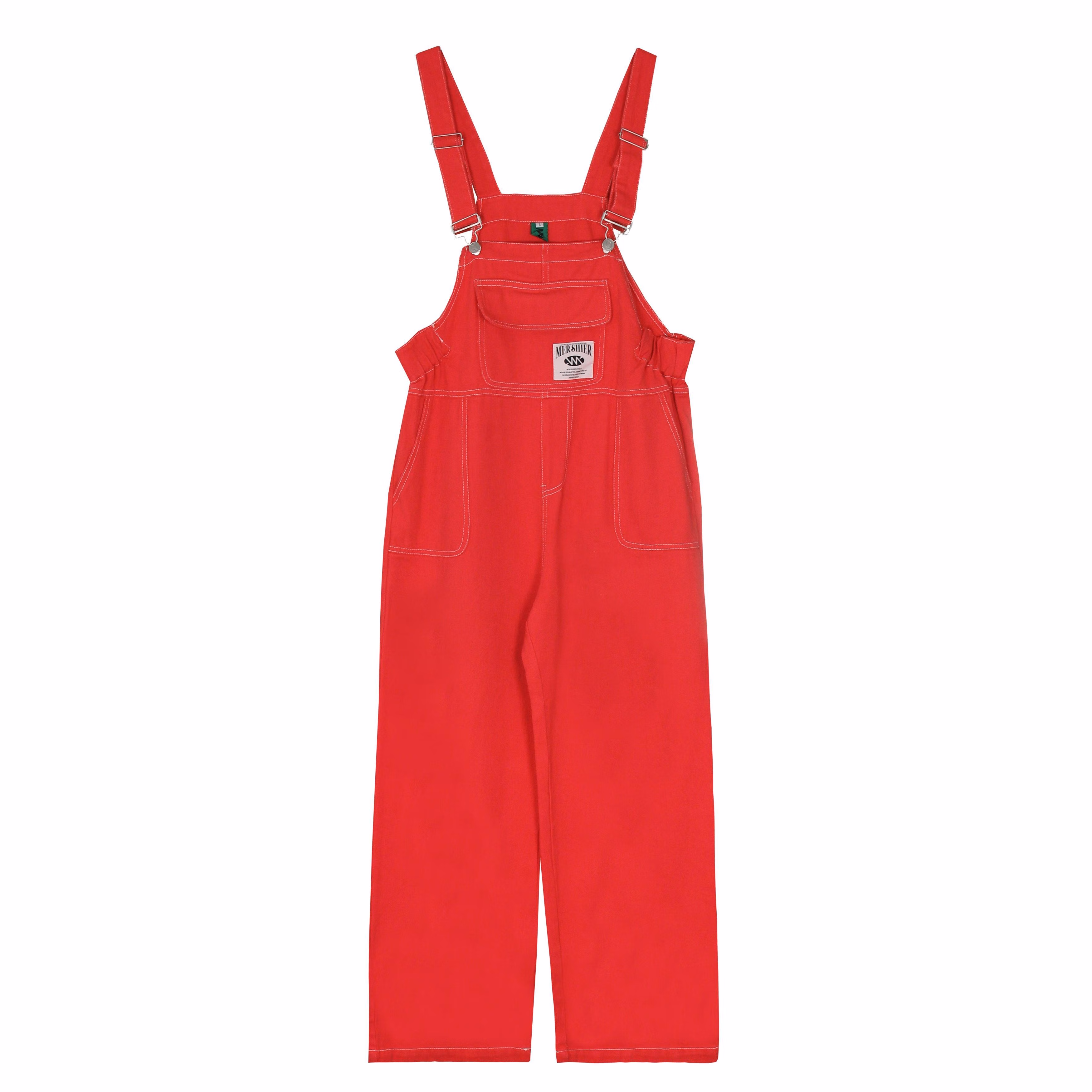 语贝集红色牛仔背带裤夏季女短可爱2mcrazy夏日甜心套装新款卡通印花