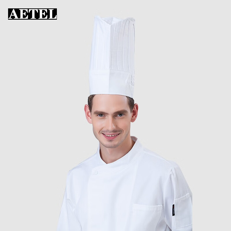aetel 厨师帽子酒店西餐后厨饭店厨房厨师工作帽男女通用棉帽子可现做