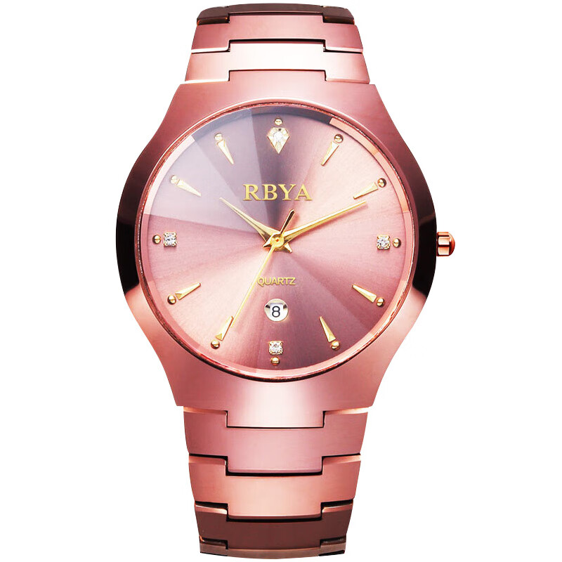 boshidun手表男钨钢情侣手表一对防水石英表男女表双日历男士手表女士