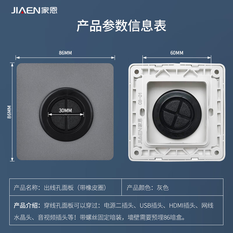 孔装饰盖护线圈遮挡盖板穿线插座电视墙壁堵洞穿孔白板封堵盲板盖子