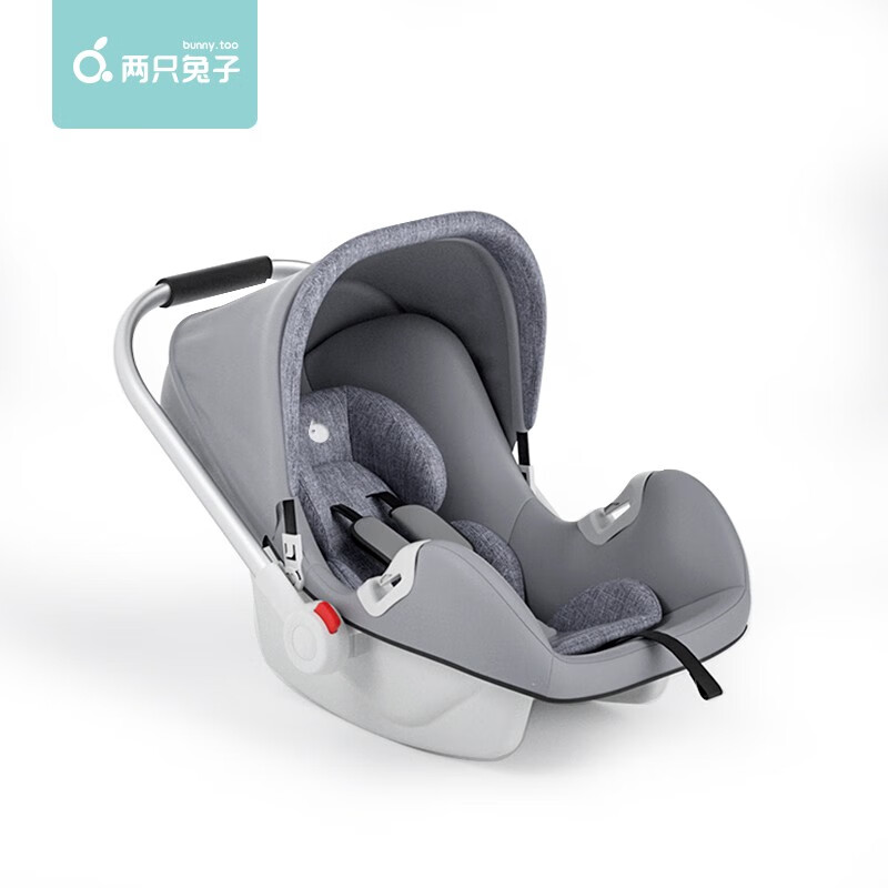 两只兔子 Two Rabbits 婴儿提篮式儿童安全座椅汽车用便携式车载新生儿宝宝智能提醒3DU型 灰色 G101