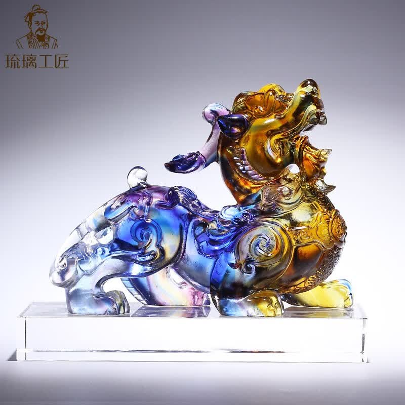 琉璃工艺品招财貔貅摆件一对招财客厅玄关办公室桌装饰品开业礼品