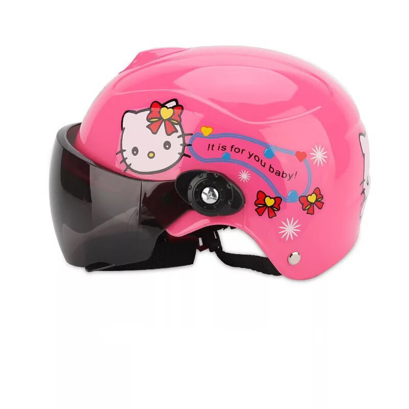 摩托车儿童头盔 电动车儿童安全帽 儿童夏季防晒防护帽 粉色小老鼠