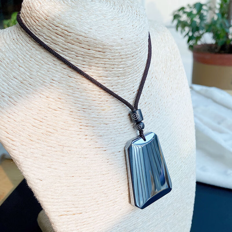 雅帝阁太赫兹石无事牌 吊坠几何梯形多晶硅 钛赫兹挂件情侣天然 祼坠