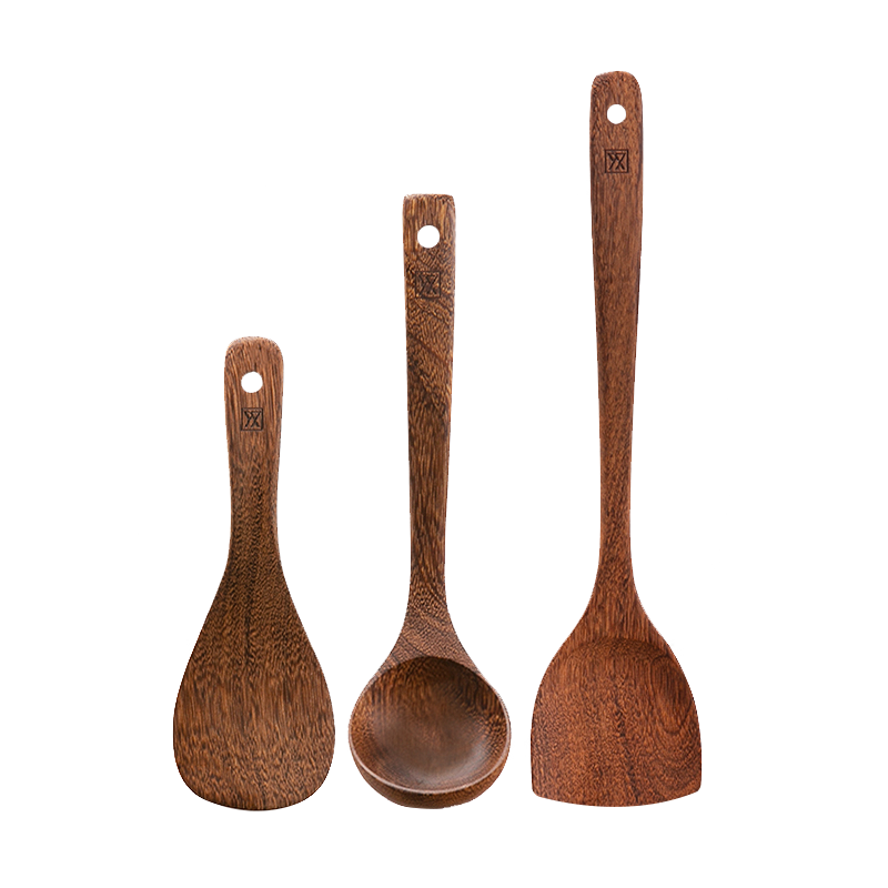 双枪（Suncha）不粘锅专用加长柄鸡翅木质炒菜铲子实木铲木勺食品级厨具铲勺套装