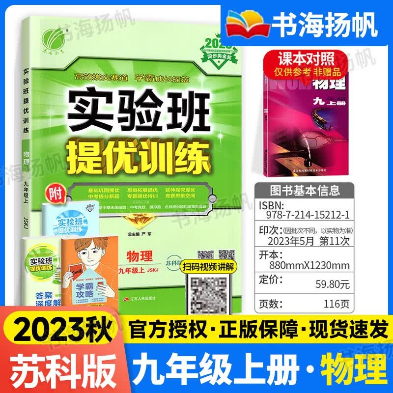 江苏专用可选】初三同步练习册实验班提优训练九年级 上册物理 苏科版
