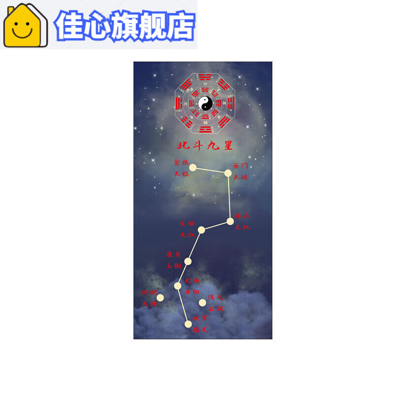 特美刻周易八卦北斗七星图挂画北斗九星风水保平安旺财运丝绸卷轴画