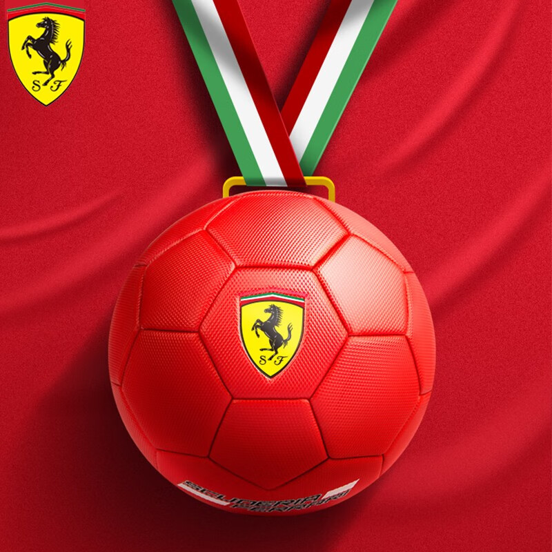 法拉利（Ferrari）足球5号球 儿童青少年学生训练成人标准比赛用球 脚感耐磨机缝款儿童节礼物 2号玩具球-红色（配打球筒）