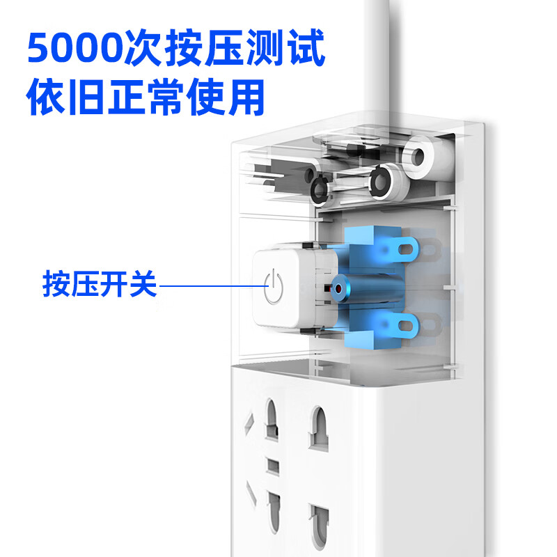 得力（deli）USB智能插座 插排/插线板/接线板/排插/拖线板 3USB接口+4孔 总控2米 儿童保护门 18281