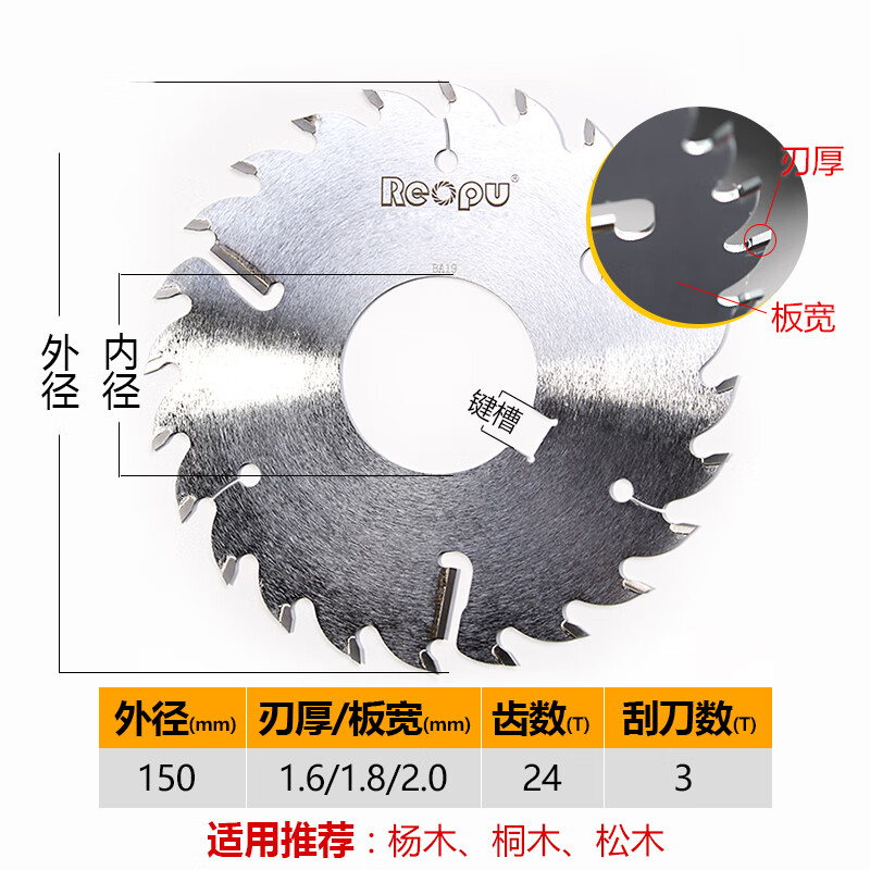 粤美瑞木工锯片带刮刀外径150700mm推台锯多片锯锯片圆切割片 2052