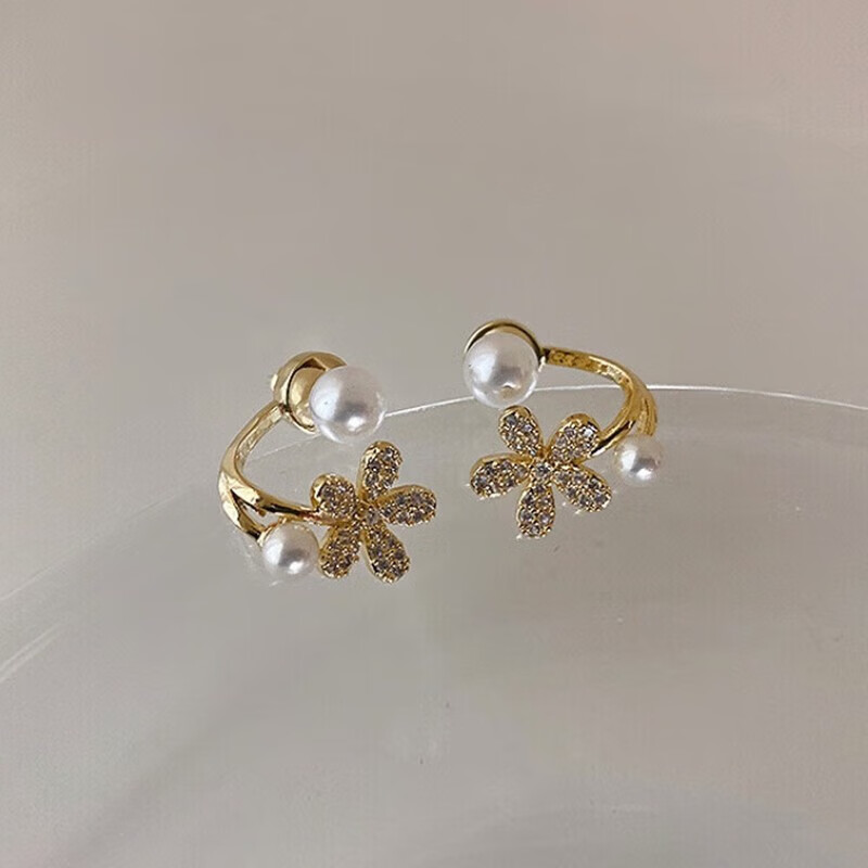 茉妃925银针珍珠花朵耳钉女一款两戴 珍珠花朵耳环