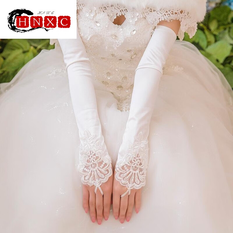 hnxc新品新娘手套新娘手套韩式婚纱礼服旗袍手套白色红色结婚蕾丝秋冬