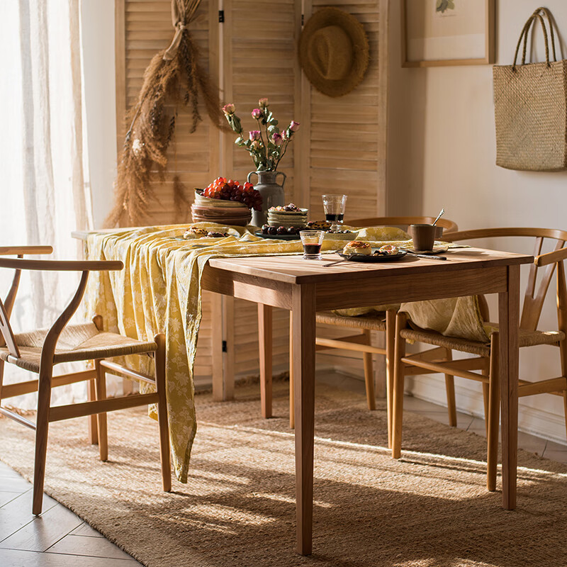 实木餐桌椅组合长方形办工桌子电脑桌工作台黑胡桃红樱白蜡木原色家具