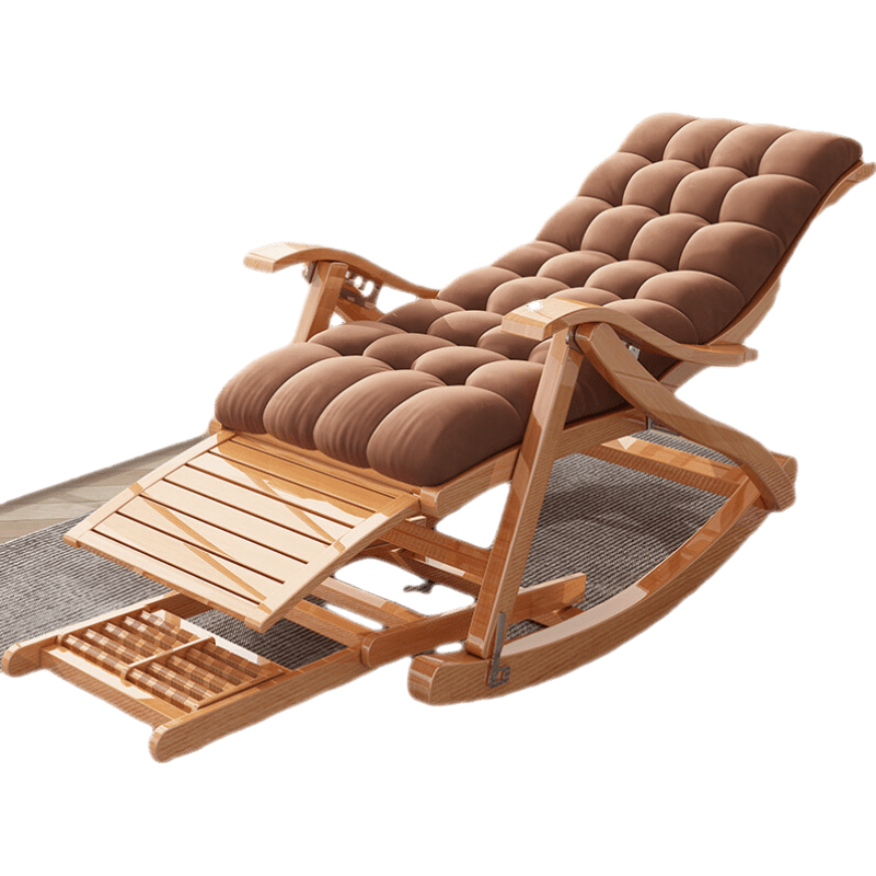 摇摇椅竹摇椅家用阳台休闲躺椅大人午睡懒人藤编老人逍遥椅子 加长摇椅+咖啡色棉垫【赠：按摩小锤】