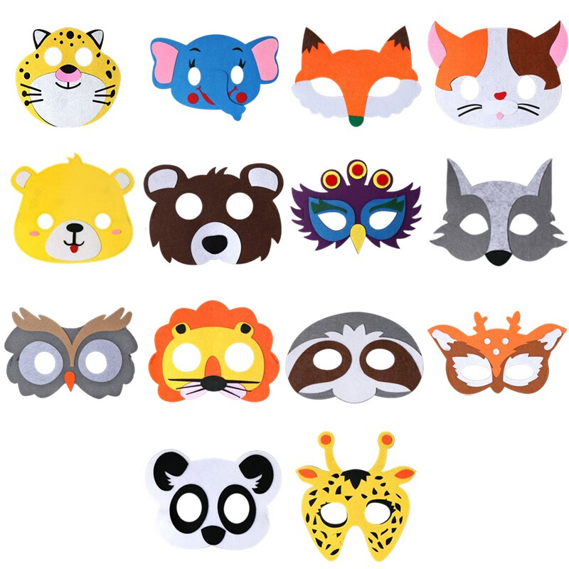 玩控卡通动物头饰儿童面具制作材料动物面具儿童表演幼儿园小朋友礼物
