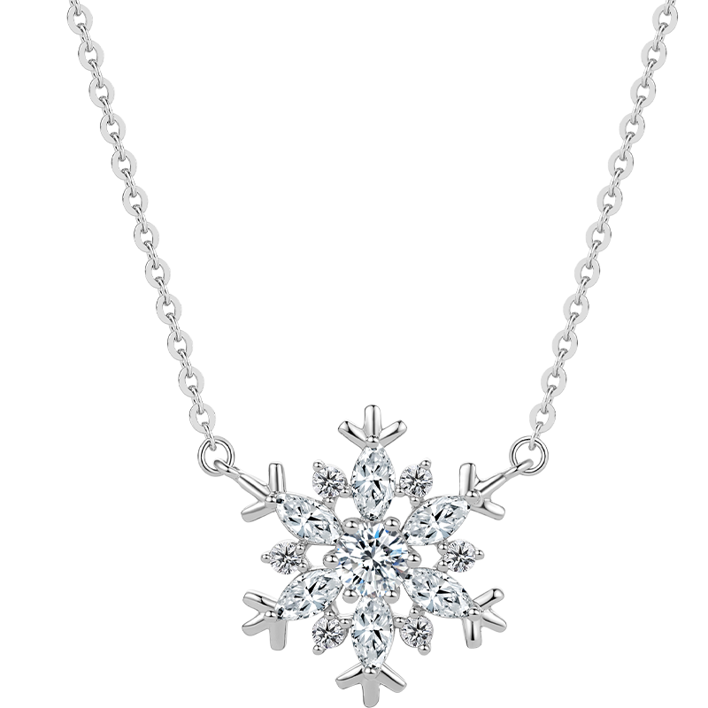 周六福(ZLF)七夕礼物 S925银饰项链女梦幻雪花吊坠唯美浪漫银饰链坠送女友 链坠链长40+5cm 59元(需领券)