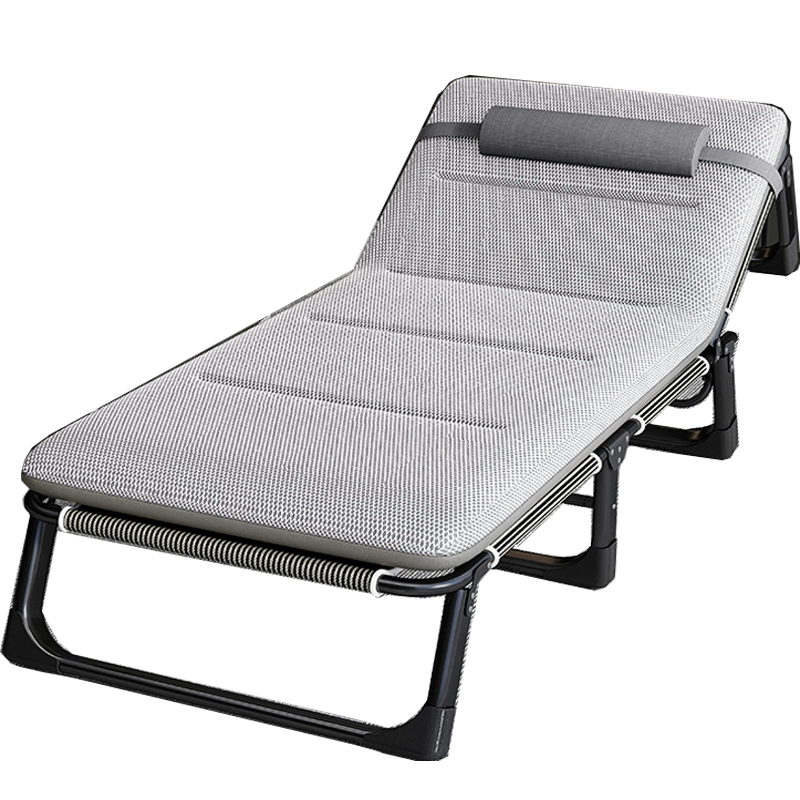 折叠床单人躺椅办公室午睡午休床陪护床行军床三折便携式单人床 【加固款】香槟金56CM宽+舒适棉垫