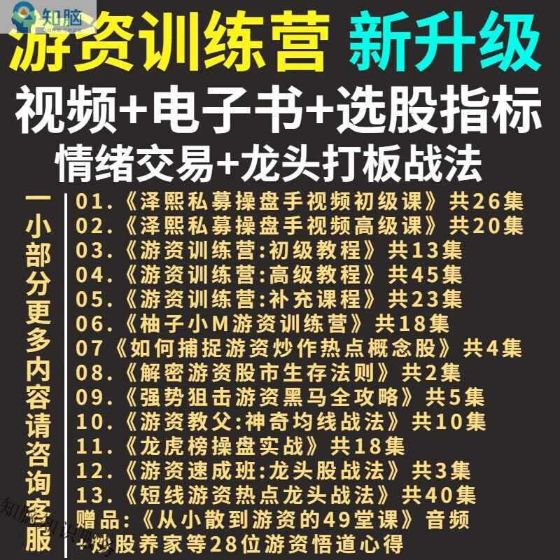 游资训练营股票投资视频教程 实战交割单情绪交易打板战法板学人气龙头炒股短线培训课程资料 游资训练营全套课程升级版 电子资料不发快递网盘发货怎么样,好用不?