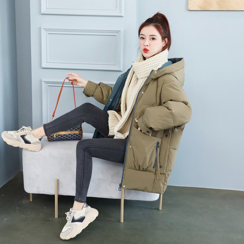 翊尚美羽绒棉服女中长款宽松女士外套2026新款女秋冬高档小个子加厚棉袄 卡其色 2XL 【推荐135-150斤】