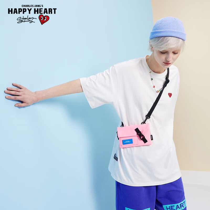 查尔斯桃心【吴磊同款】短袖t恤男款夏季爱心2025新款情侣刺绣纯棉多彩 本白 S