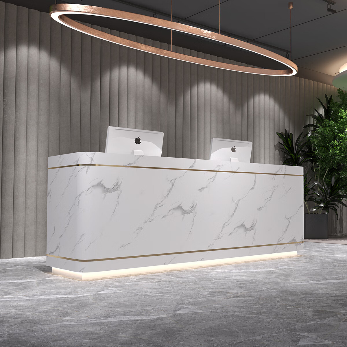 莎庭定制轻奢简约现代前台接待公司美容院吧台柜台收银台大理石商用桌