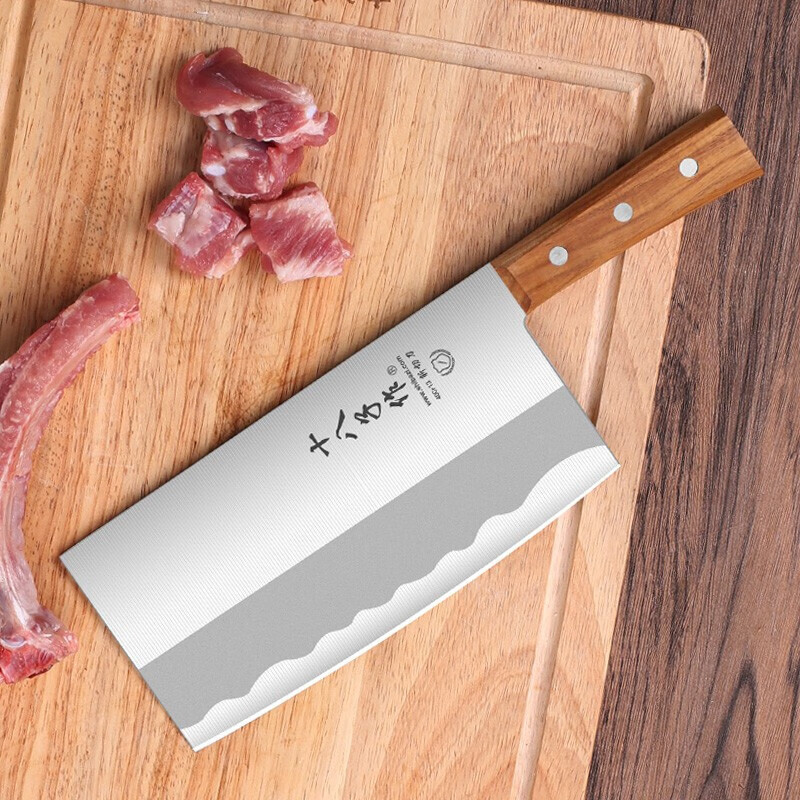 十八子作 中华庖丁斩切刀 中式木把菜刀家用 切肉刀前切后斩两用刀