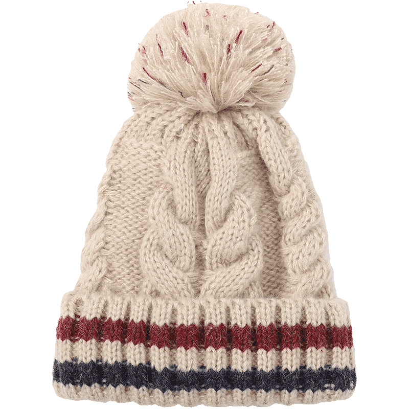 浪莎帽子女冬季针织保暖加厚韩版时尚可爱户外旅行休闲套头麻花毛线帽LSSQ-A045-2615 米色 43.9元