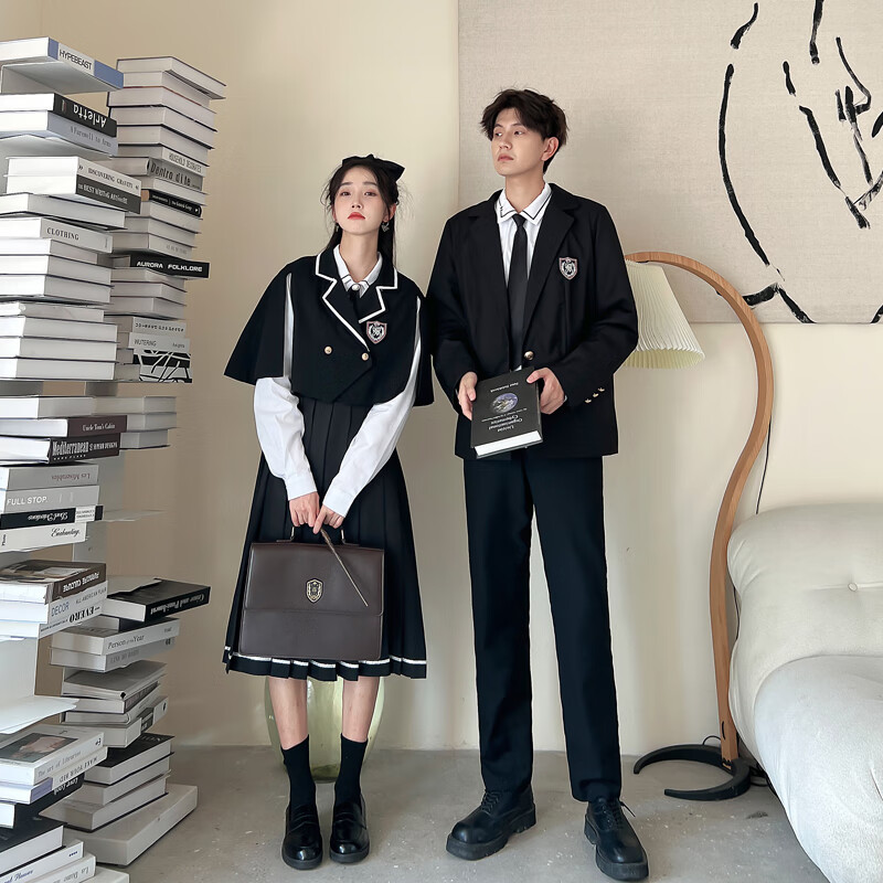 鲁邦爵毕业班服套装男季新款jk制服套装初学生校服三件套英伦风韩版