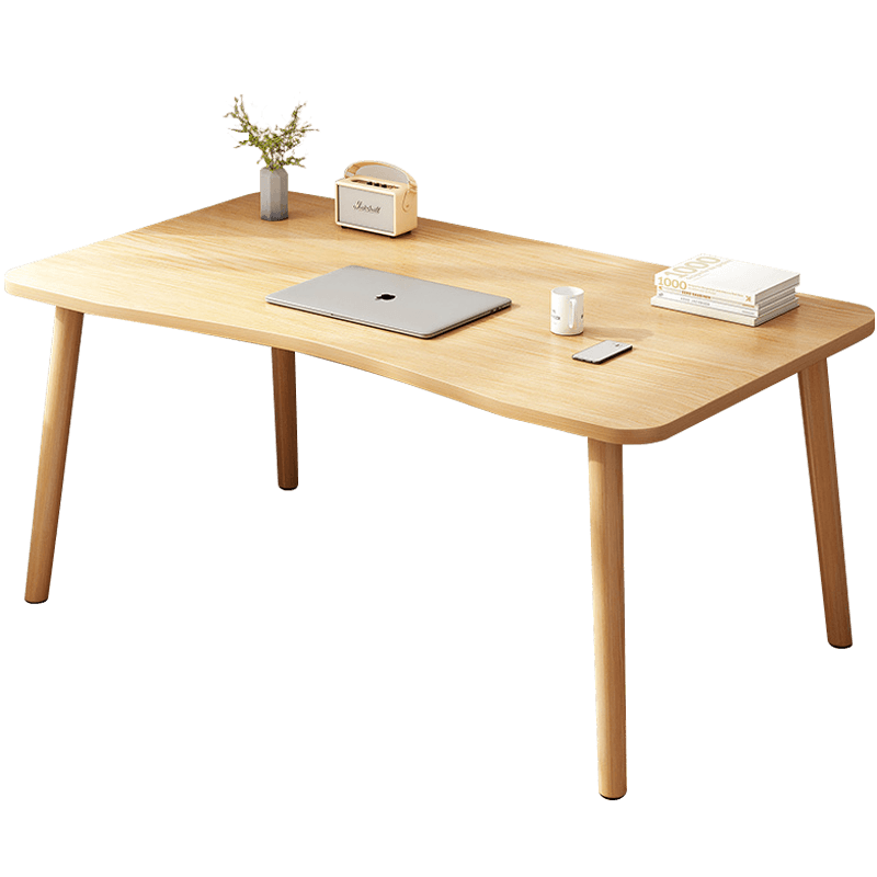 奥伦福特 电脑桌台式书桌家用实木腿桌椅组合书房学习桌卧室中学生写字桌子 原木弧度电脑桌【80*50*72】