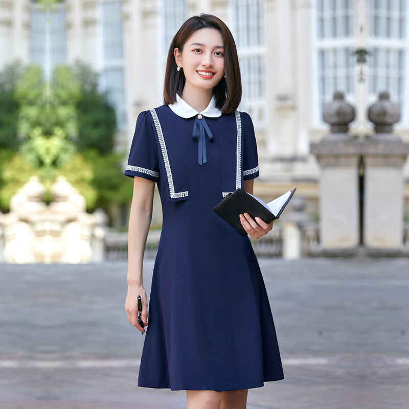 变叶木(bianyemu)幼儿园老师园服夏装工作服幼师教师面试穿搭职业短连