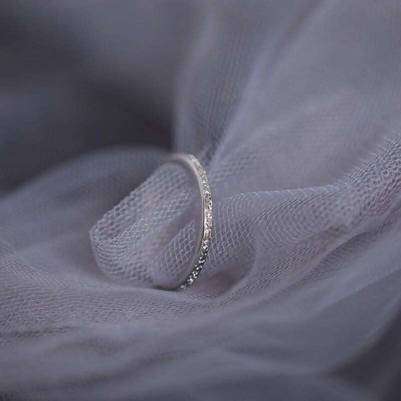 芙蕖925银石纹风情侣戒指简约素圈创意开口小众设计对戒礼物饰 石纹戒指(女款)+绒盒