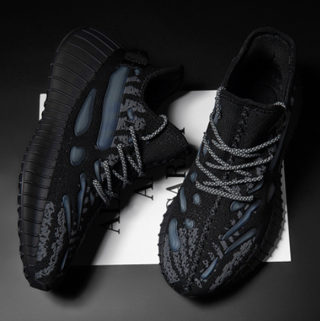 鞋男350网面跑步满天星运动鞋时尚缓震透气舒适耐磨休闲鞋子 黑武士