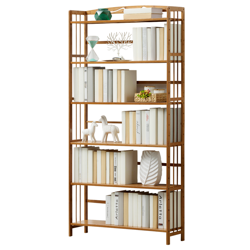 淘之良品 室内房置物架微波炉架储物架书本架花架客厅卧室落地收纳架楠竹杂物架货物架仓储家用架 【标准款】6层80cm