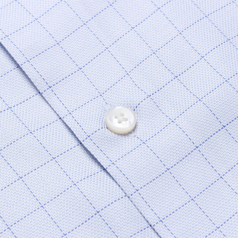 MAYOR男装 ALUMO全棉免烫商务蓝色格子长袖衬衫 蓝色 2XL 180/100A