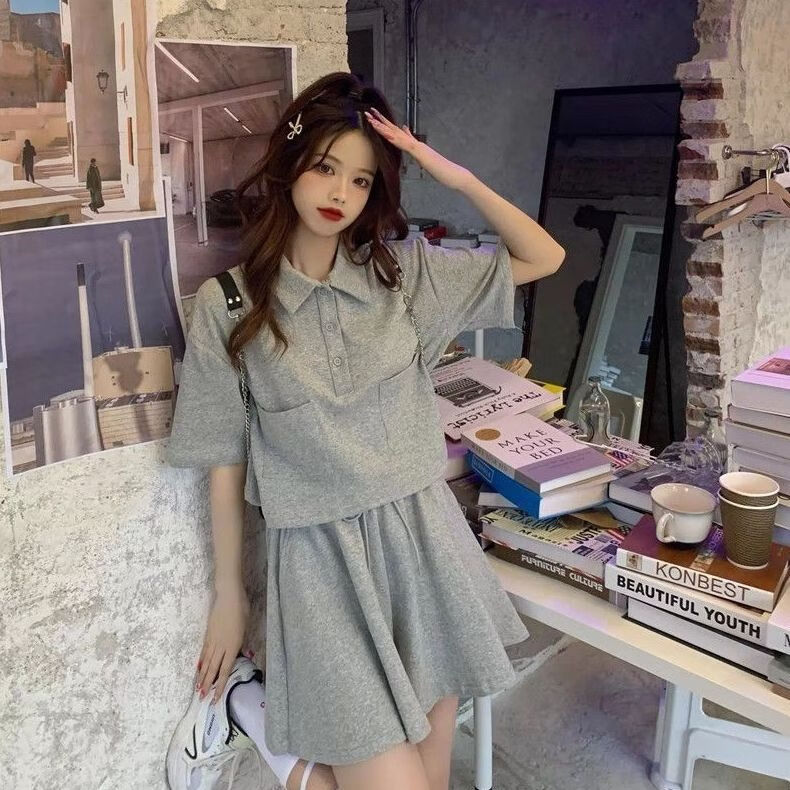 灰色上衣 灰色裙裤【两件套】 s 建议【60-75斤】