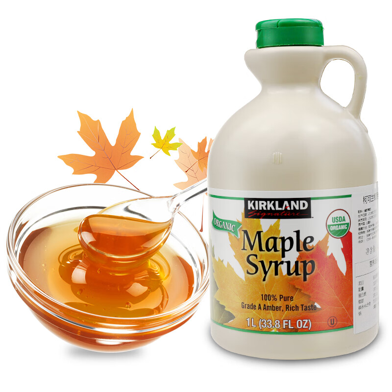 原装进口kirkland柯可兰1L/瓶maple syrupA级加拿大A级枫树枫叶枫糖浆原液 柯克兰枫糖浆1L