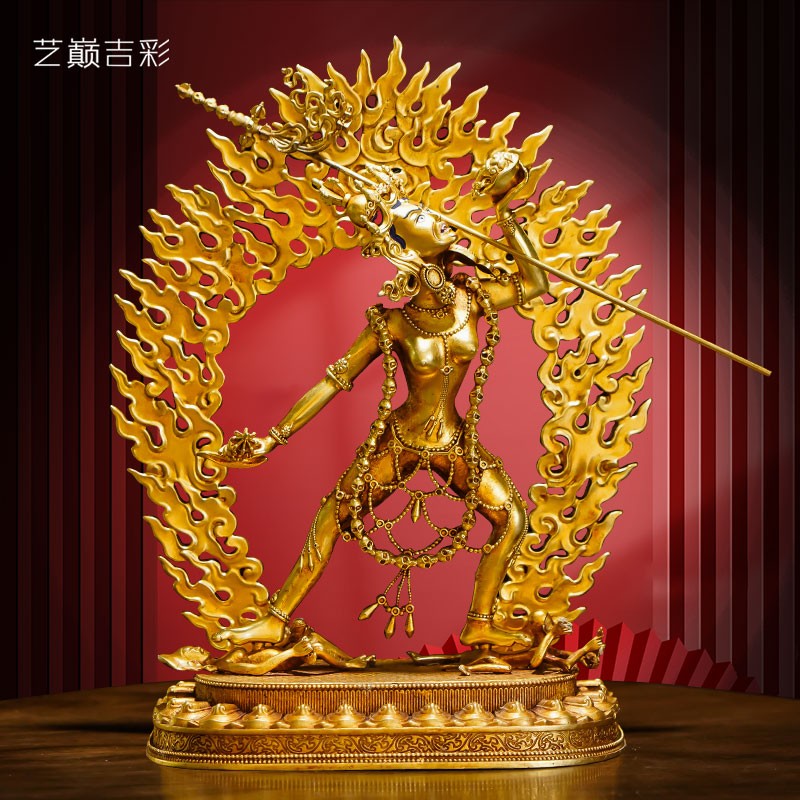 艺巅吉彩全铜錾刻《卡雀佛母》铜像摆件 那洛空行母金刚亥母铜雕客厅