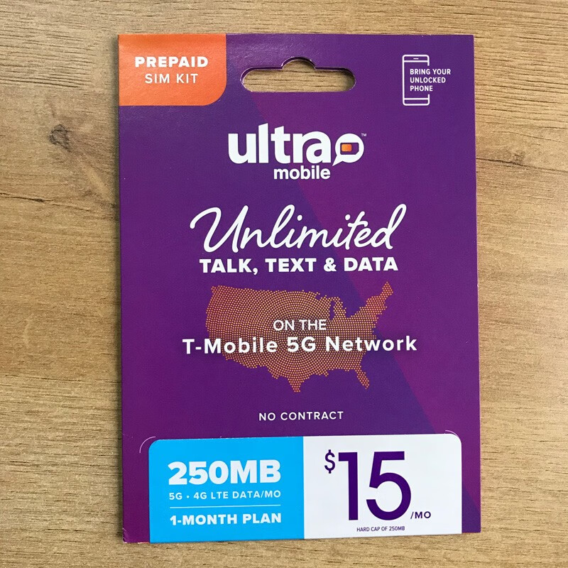 ultramobile美国电话卡paygo手机号码紫卡留学旅游商务长期使用 15