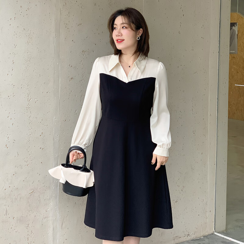 倍荷大学生微胖女生连衣裙学生高中女生胖妹妹裙子女装法式春秋连衣裙