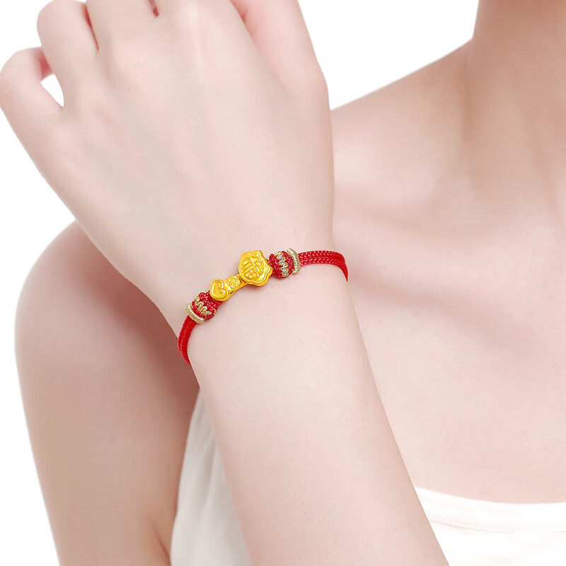 周六福（ZLF）999硬金如意手链女转运珠金如意手串情侣款情人节礼物如意