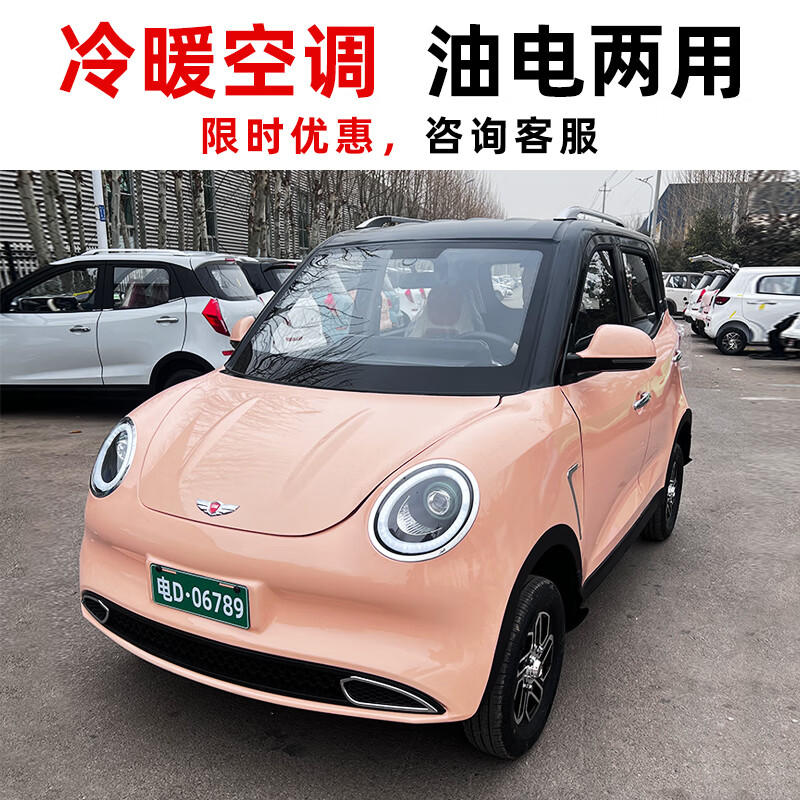 runtema电动四轮车家用女士成人小型新能源电动汽车油电两用老头乐